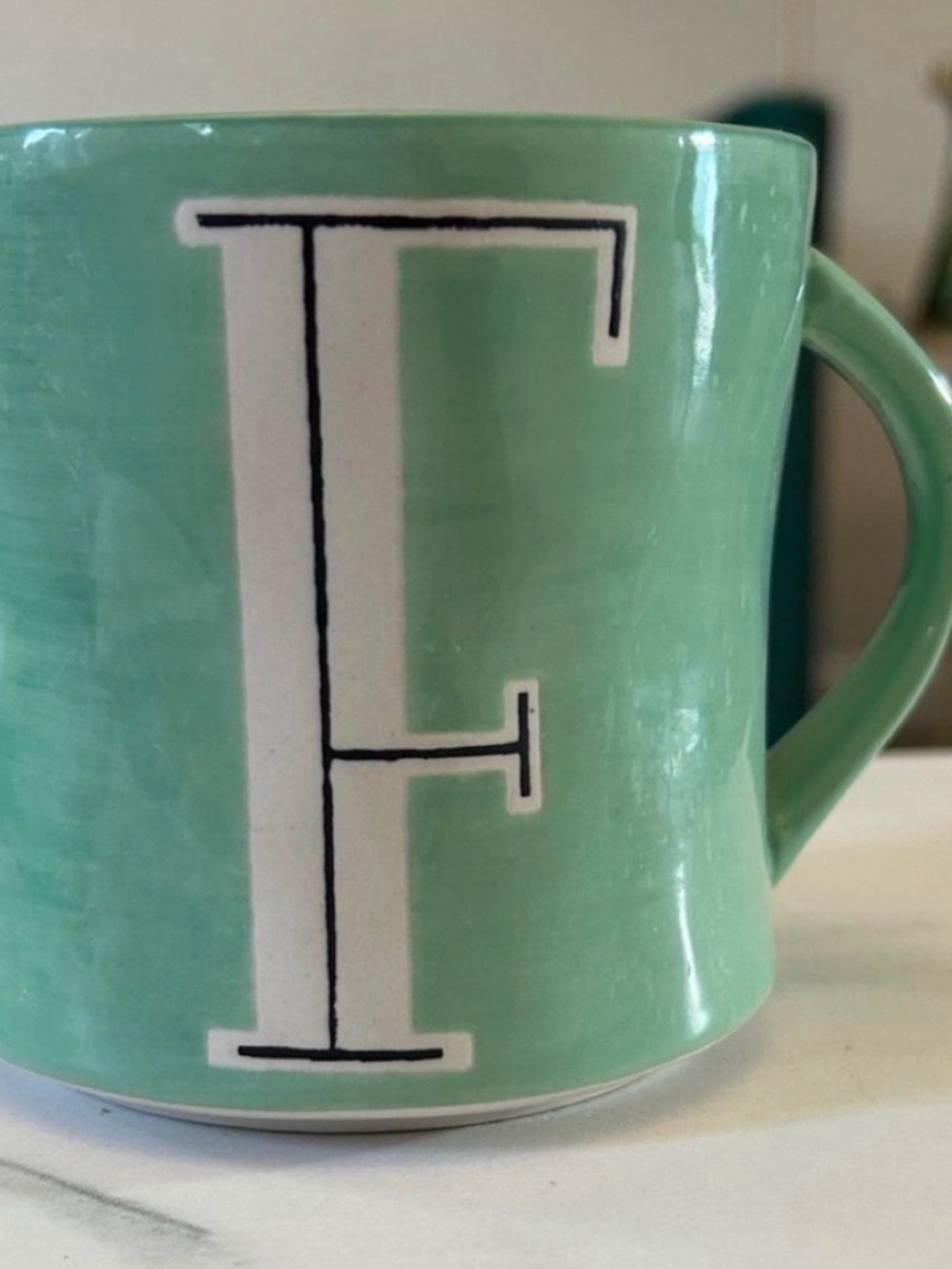 Anthropologie “F" mug
